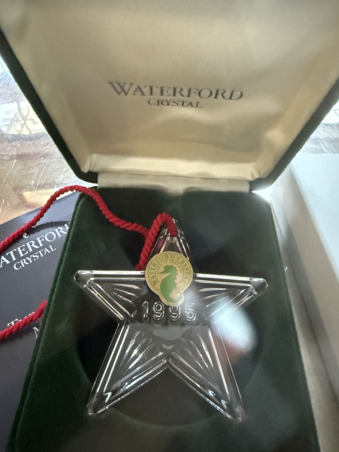 1995 NOS Waterford Crystal Christmas Ornament in Original. Packaging
