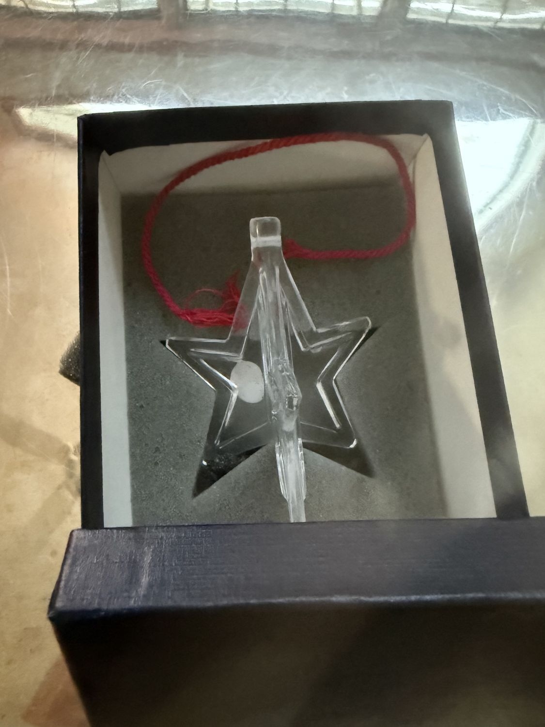 NOS Vintage Val Saint Lambert 3D Star Christmas Ornament in original Packaging