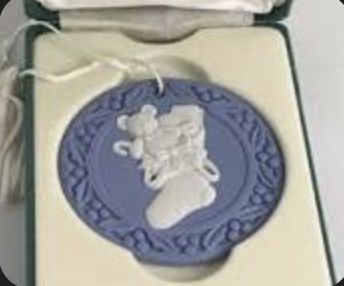 Vintage NOS Wedgwood Angel Christmas Ornament Original Pkg. Tedy Bear in Stocking