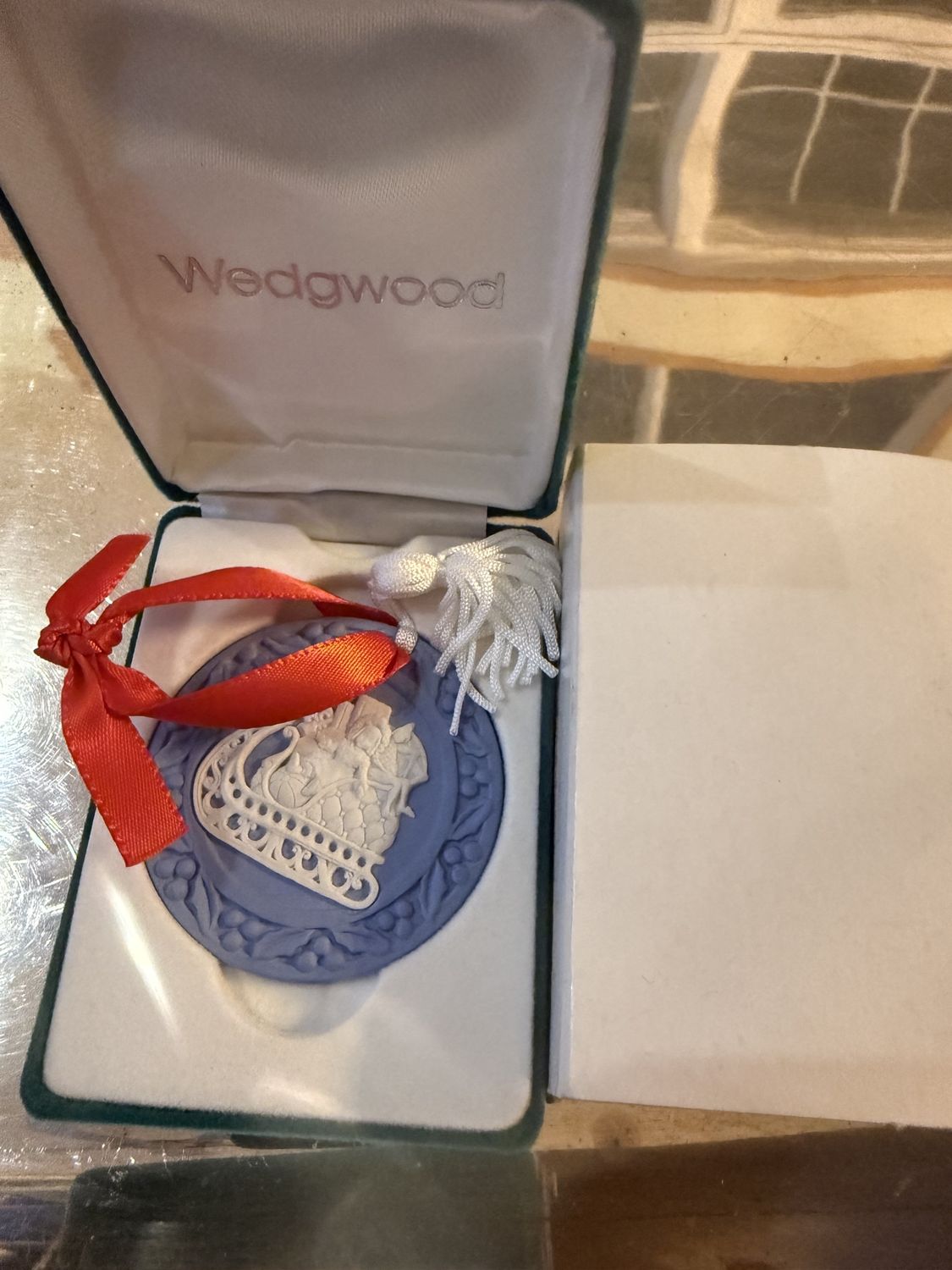 Vintage NOS Wedgwood Sleigh Christmas Ornament Original Pkg.