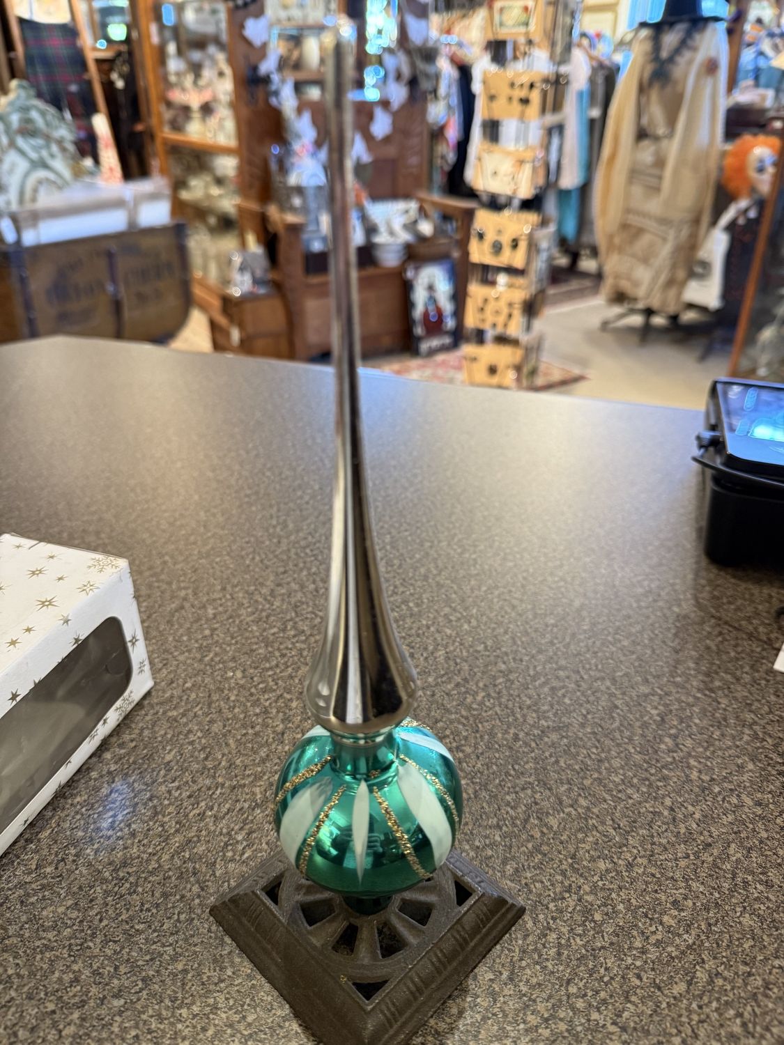 Vintage Sears and Roebuck Christmas Tree Topper Glass Like New in Box