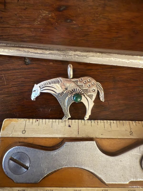 Sterling and Turquoise Horse Pendant