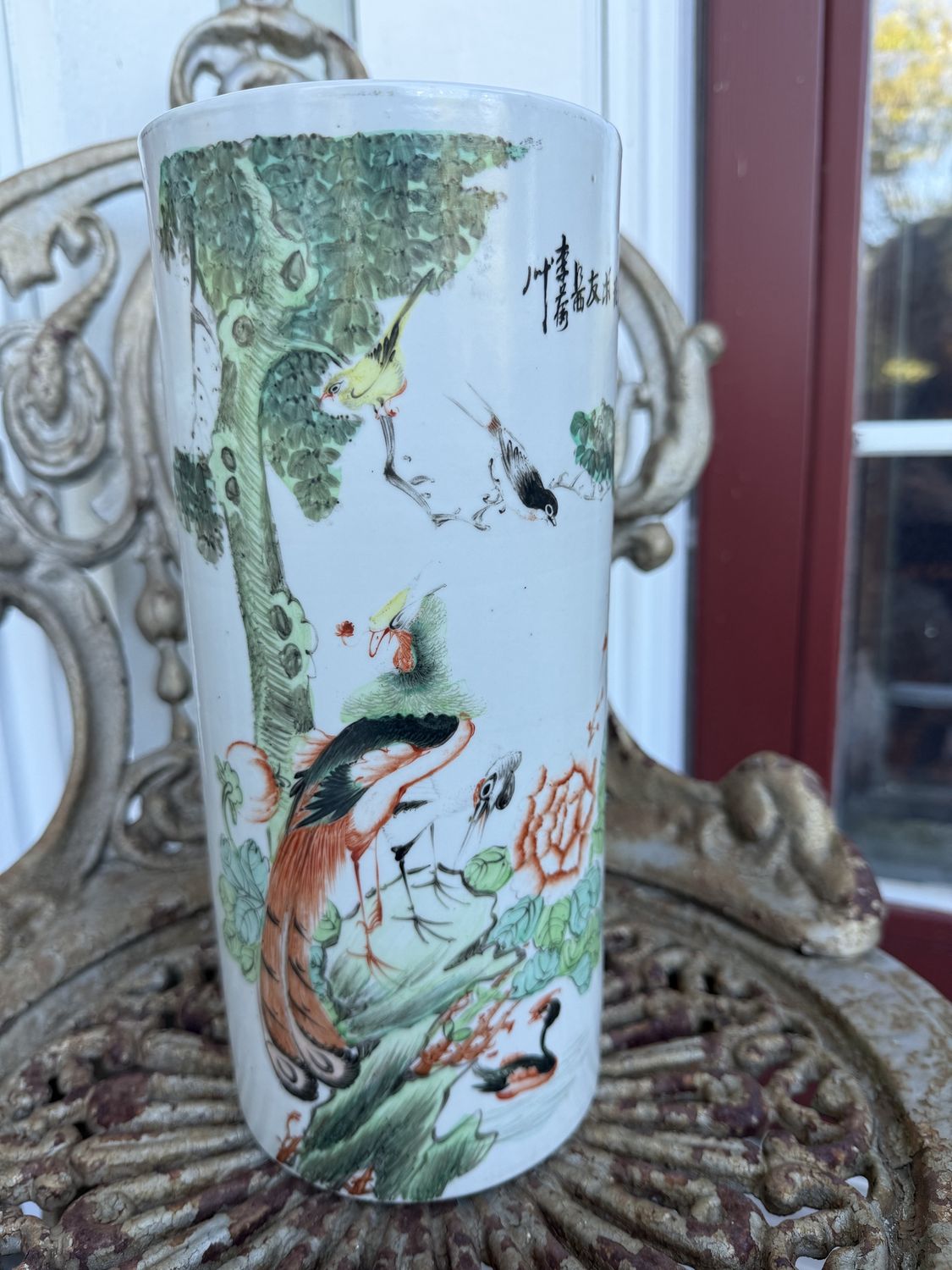 Antique Chinese Republic White Porcelain Cylinder Vase