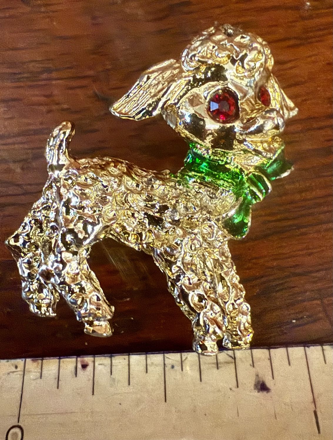 Gerry&#39;s Lamb Brooch w/rhinestone Eyes