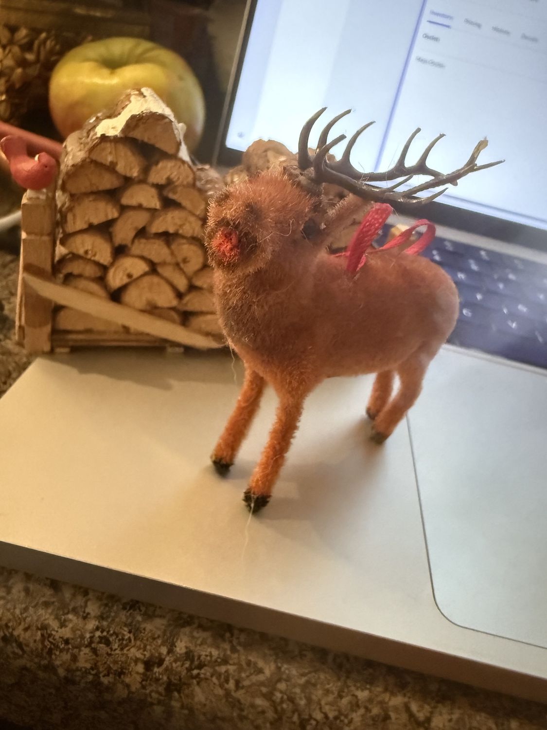 Vintage Wagner Flocked Deer Christmas Ornament West-Germany