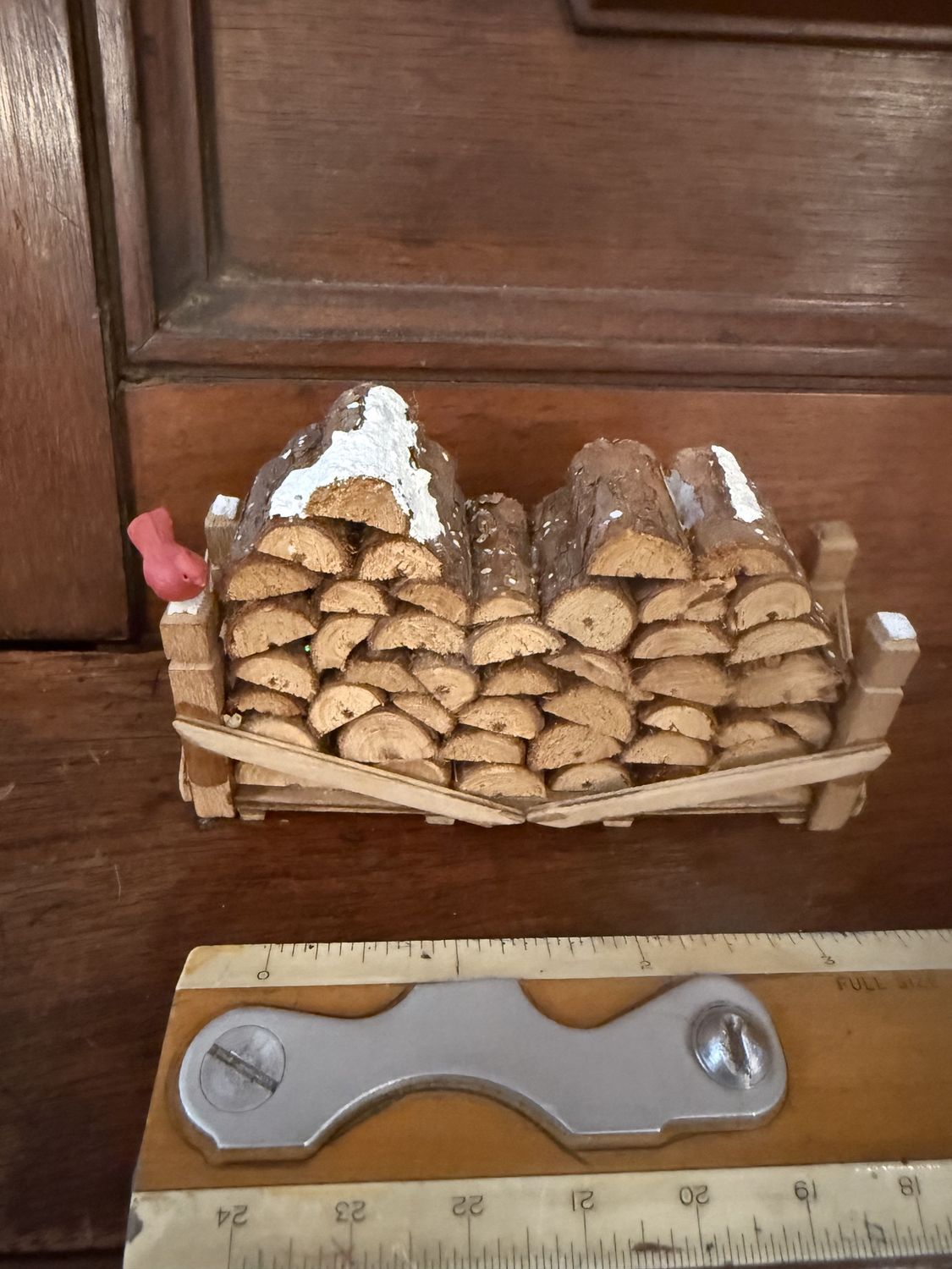 Dept. 56 Retired Christmas Winter Decoration Mini Wood Pile with Cardinal