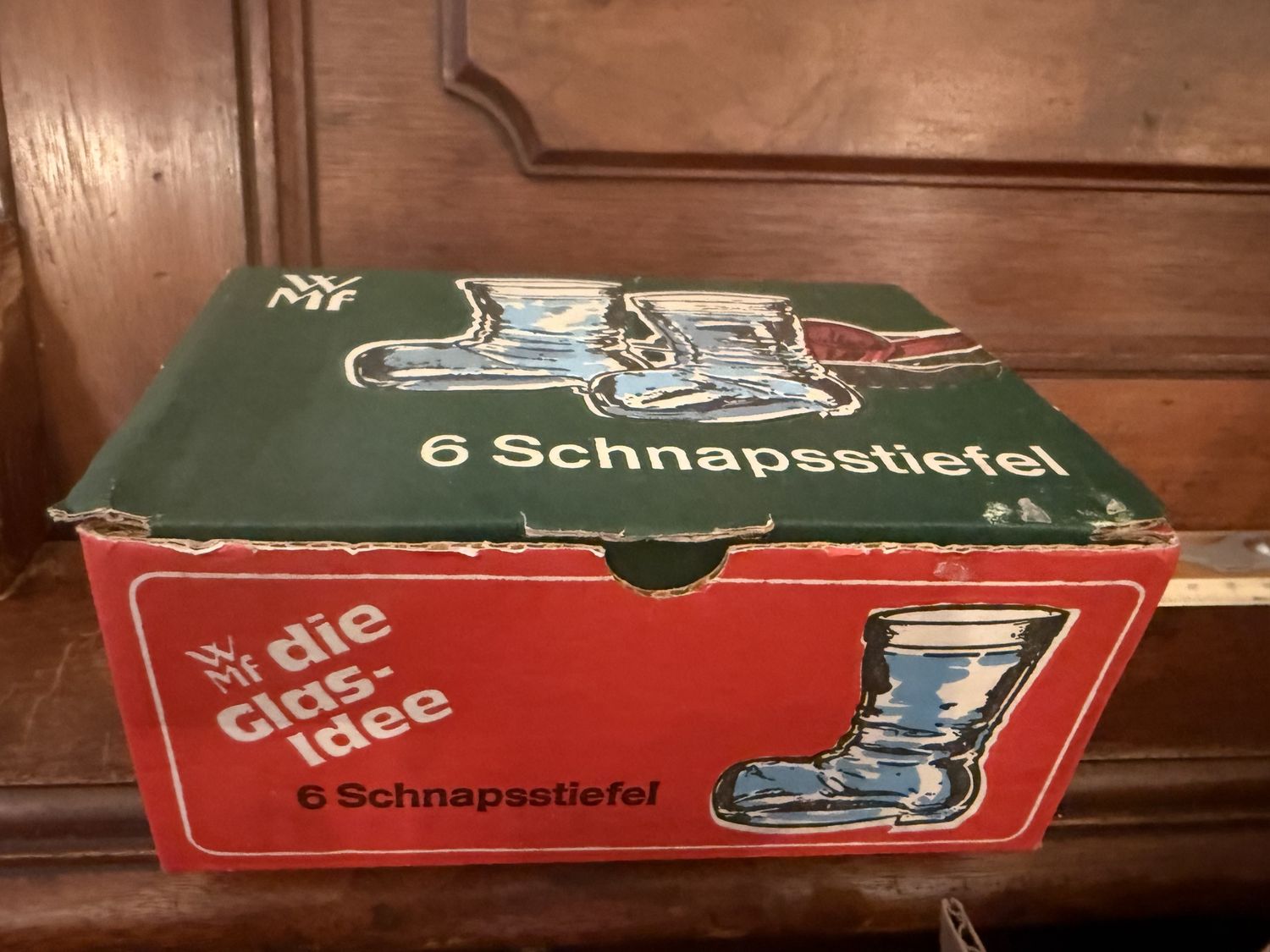 6 Schnapsstiefel German Christmas Shot Glass Santa Boots in the Original Box