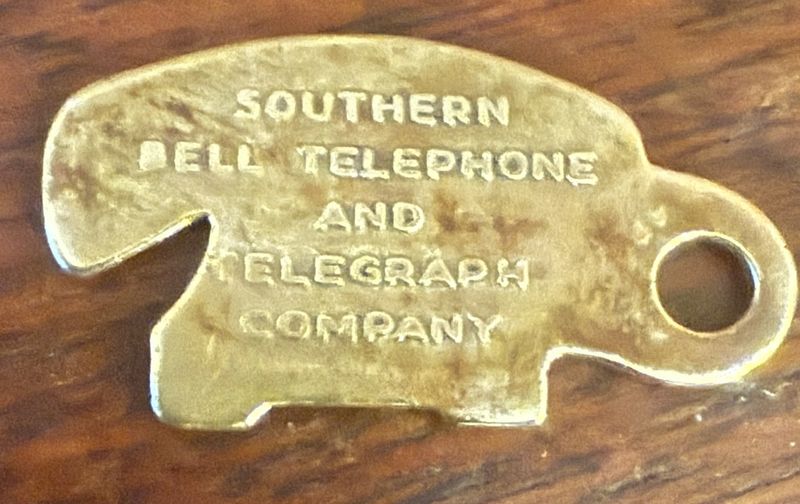 Fob Antique Telephone Dialer Advertisement Piece Brass "Southern Bell Telephone and Telegraph Company"l