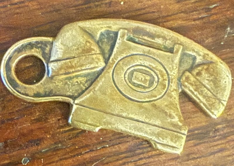Fob Antique Telephone Dialer Advertisement Piece Brass &quot;Southern Bell Telephone and Telegraph Company&quot;l