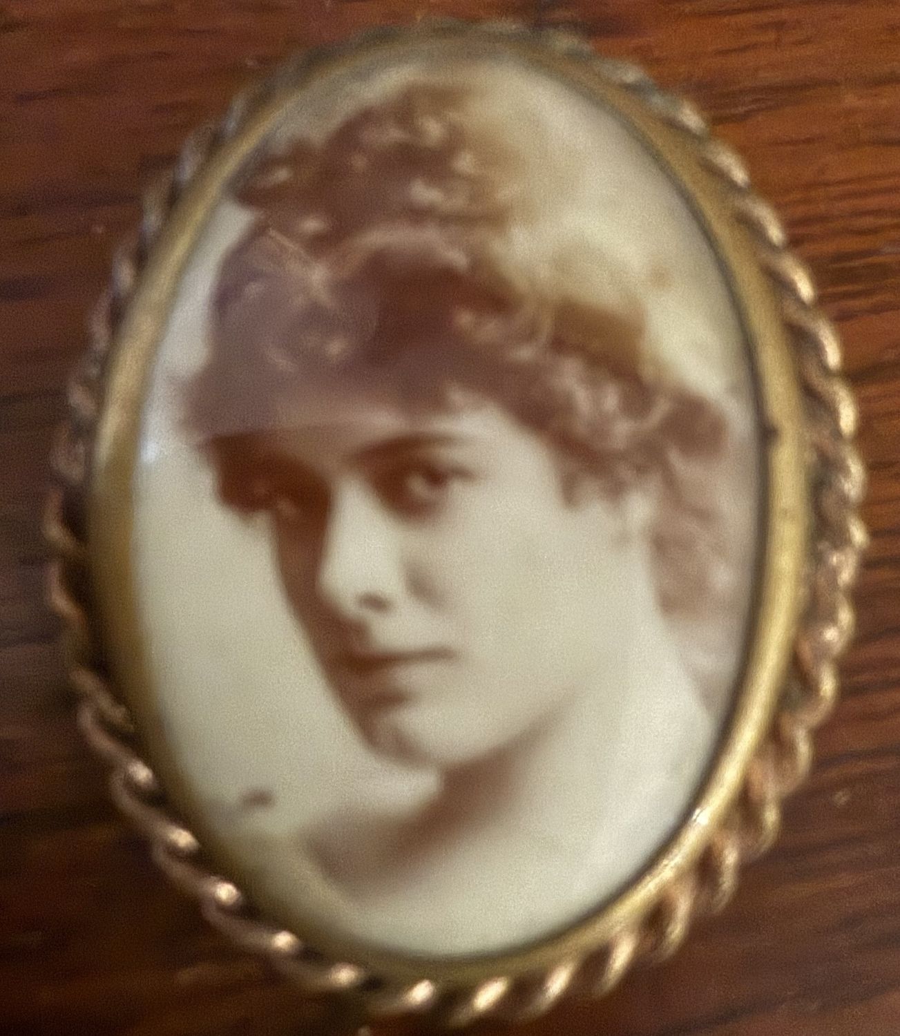 Victorian Portrait Tin Brooch with C-Clasp