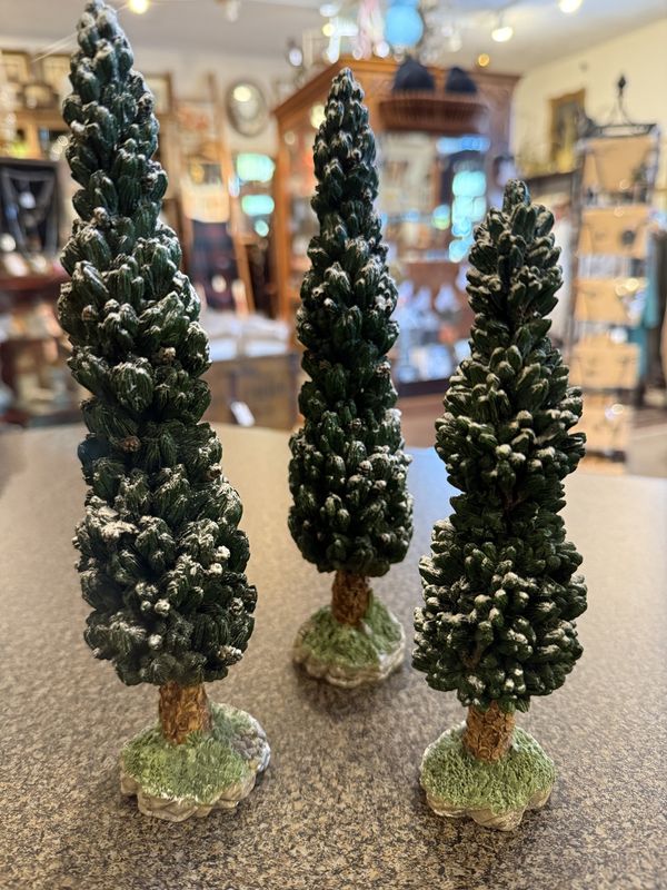 Set of Three Resin Winter Evergreen Tabletop Decoration