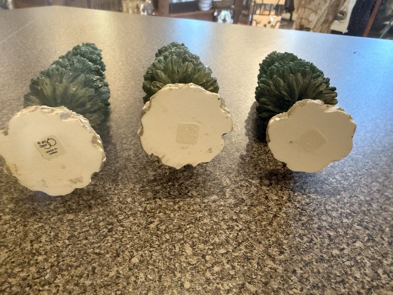 Set of Three Resin Winter Evergreen Tabletop Decoration