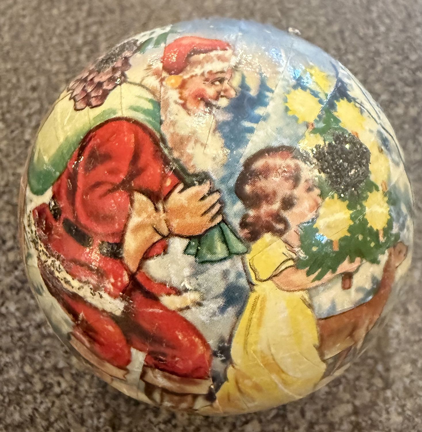 Antique Paper Mache&#39; Christmas Ornament Santa
