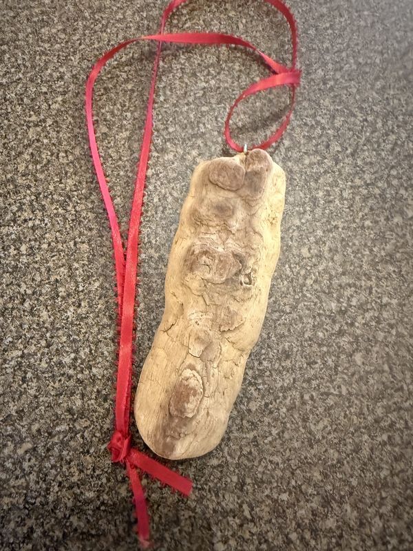 Vintage Hand Painted Santa Driftwood Ornament
