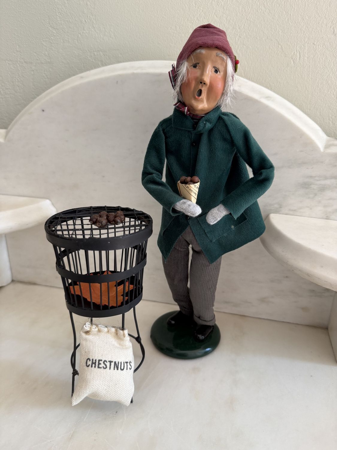 Vintage Christmas Byers&#39;  Choice Caroler Chestnut Vender and Roaster