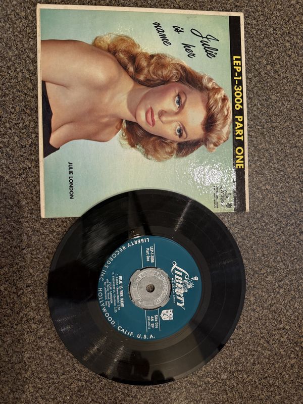 &quot;Julie is Her Name&quot; Julie London 45 &quot;I&#39;m in the Mood for Love&quot; and &quot;S&#39;Wonderful&quot; Cardboard Sleeve