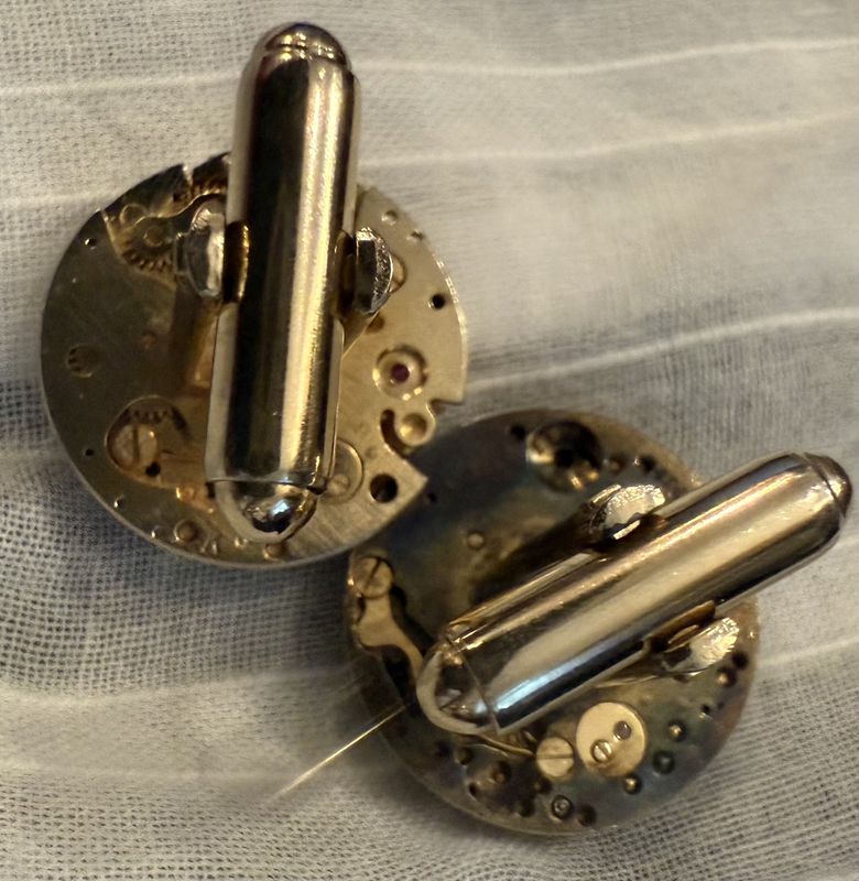 Vintage Watch Mechanics Cuff Links Handmade Repurposed Jeweled