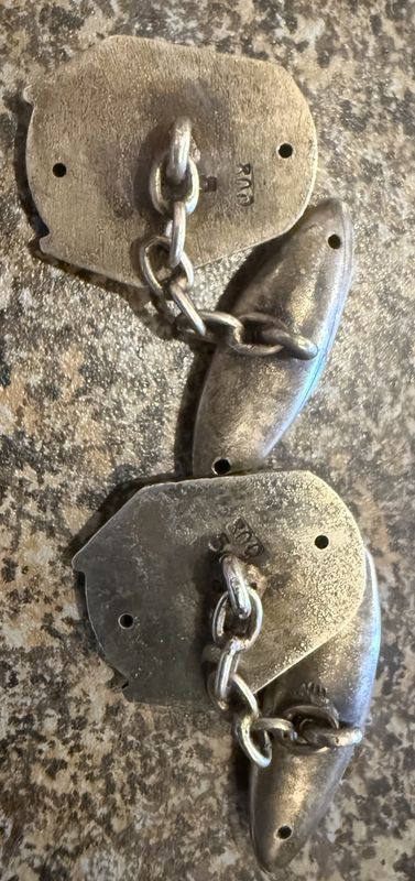 800 Silver Egyptian Revival Pharoah Sterling and Inlaid Stone and Enamel Cuff Link