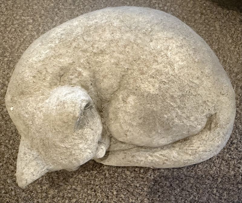 Garden Cat Small Curled Napping Cement Cat Campania  Quakertown, PA