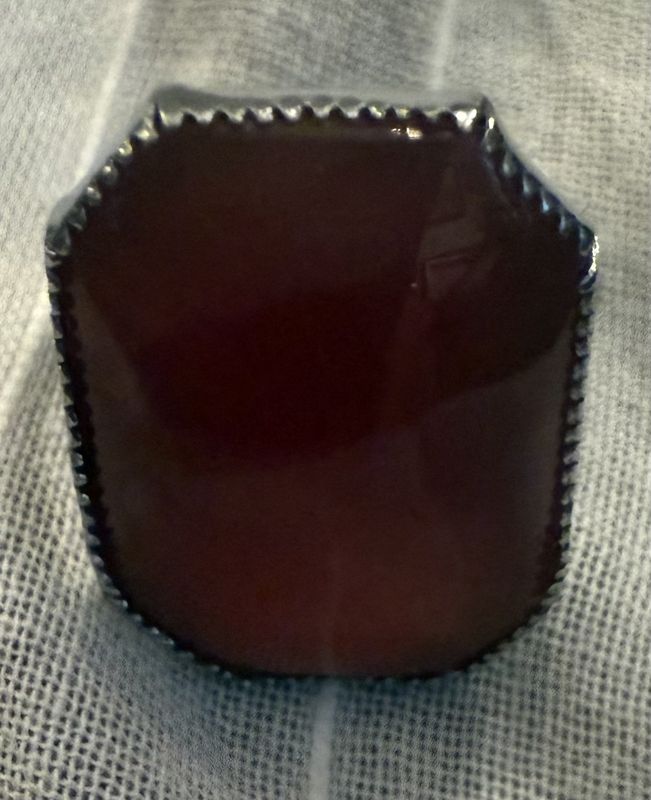 Deco Era Sterling Carnelian Ring Size 2.5