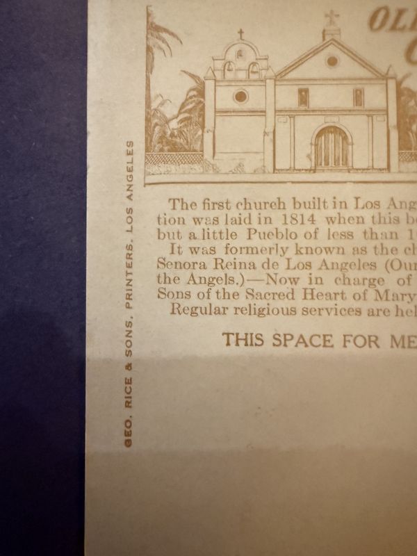 1913 Unused Postcard Old Plaza Church