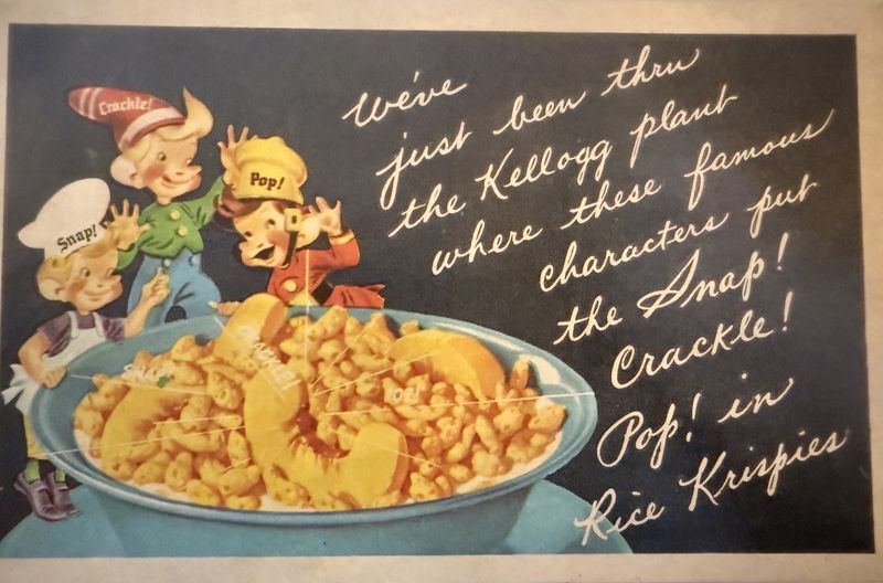 Snap! Crackle! Pop! Kellogg&#39;s Rice Krispies Advertising Postcard 1958