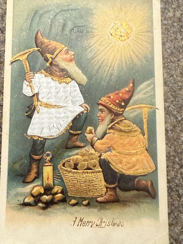 Postcard 1911 Used One Cent Stamp Gnomes &quot;A Merry Christmas&quot;