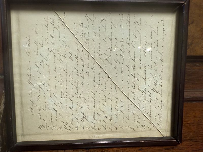 Eighteenth Century Double Sided Framed Watercolor Poem and Letter Floral Wreath