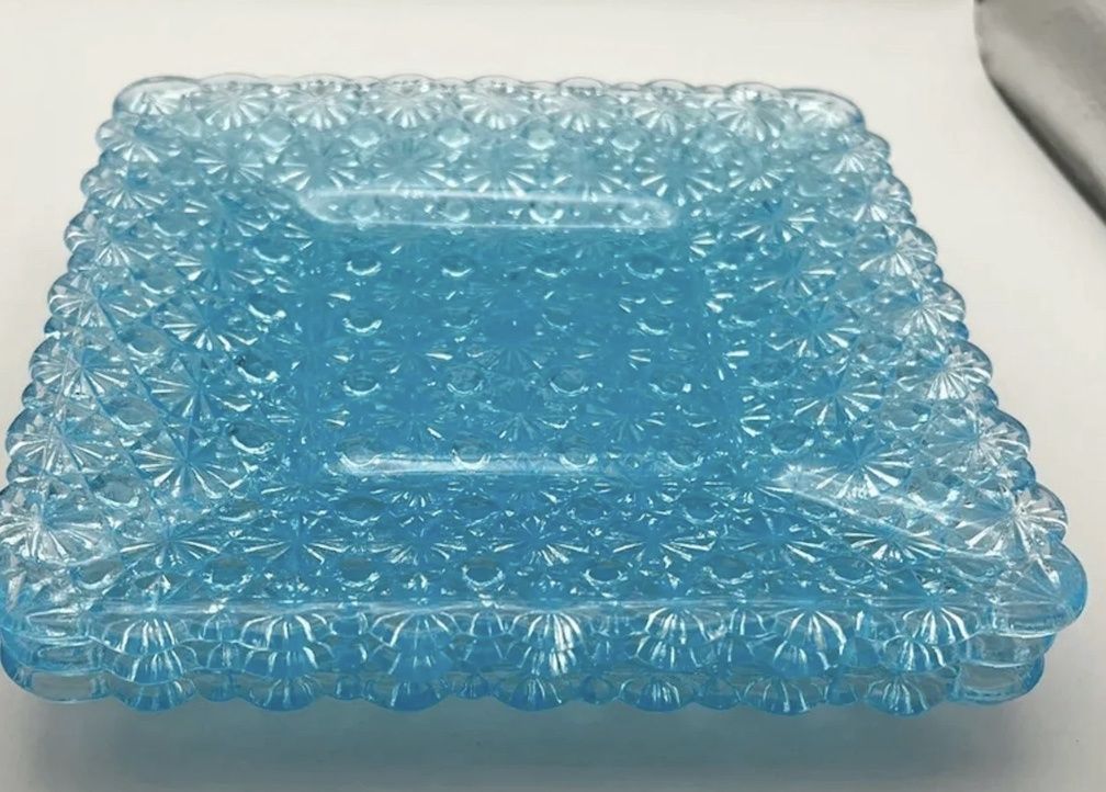 Vintage Blue Fenton Daisy and Button 7&quot; Square Luncheon Plate EACH