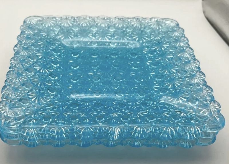 Vintage Blue Fenton Daisy and Button 7&quot; Square Luncheon Plate EACH
