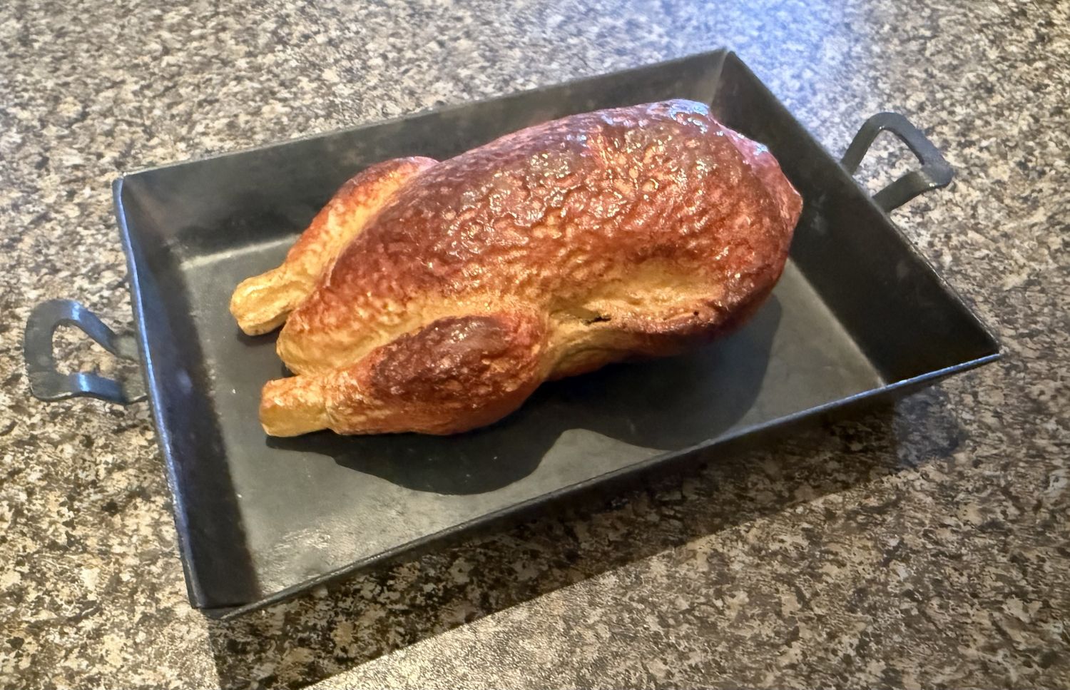 Rare Set! Antique German paper Mache Roasted Turkey/Goose Candy Container in Original Meal Roasting Pan