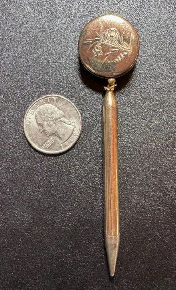 Vintage Gold Filled Metal Mechanical Retractable Pencil Brooch