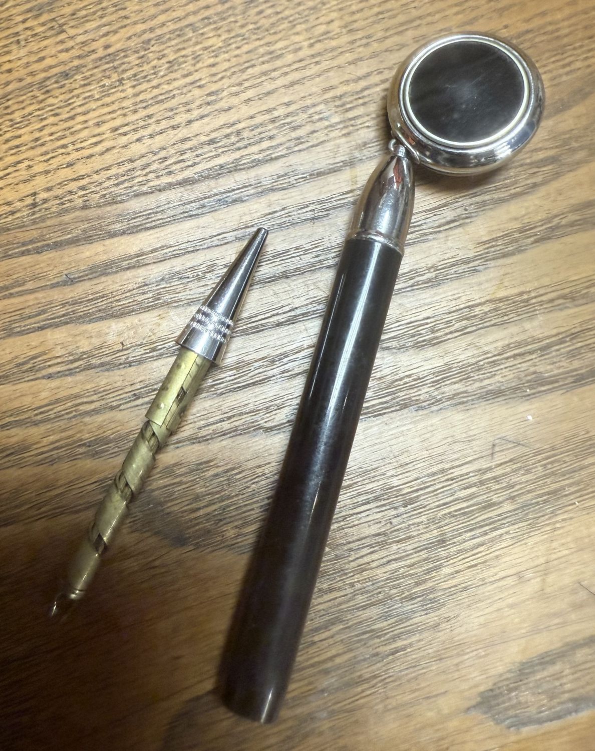 Vintage Mechanical Pencil on Retractible Chain Brooch