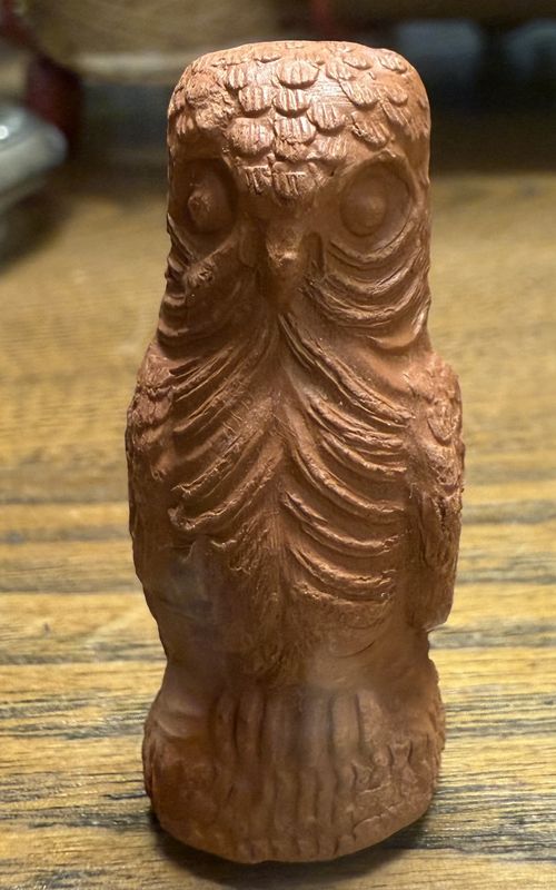 Miniature Terra Cotta Owl Marked Germany