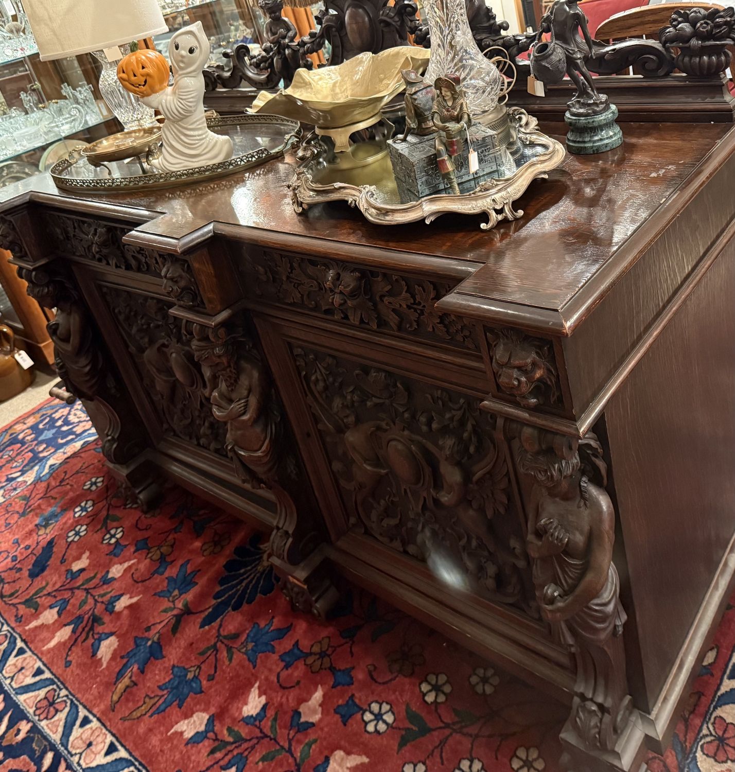 R.J. Horner Oak Cabinet Cherubs