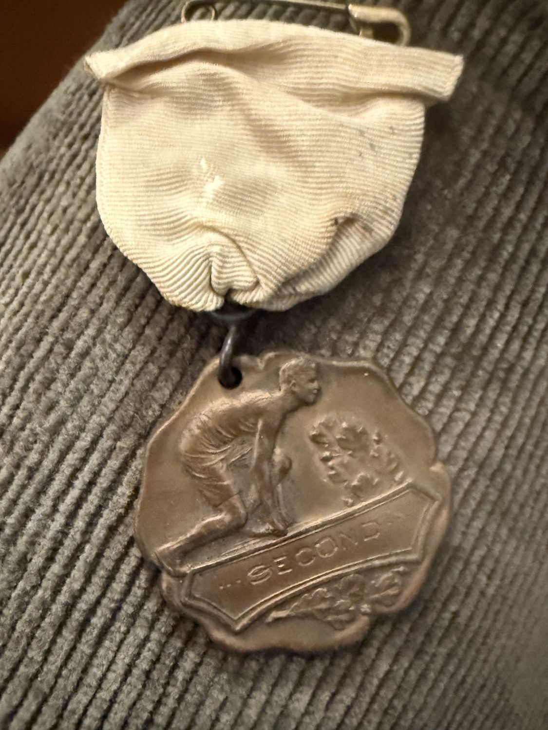 Antique Track &amp; Field &quot;Second&quot; Bronze Medal-Great for assemblage jewelry