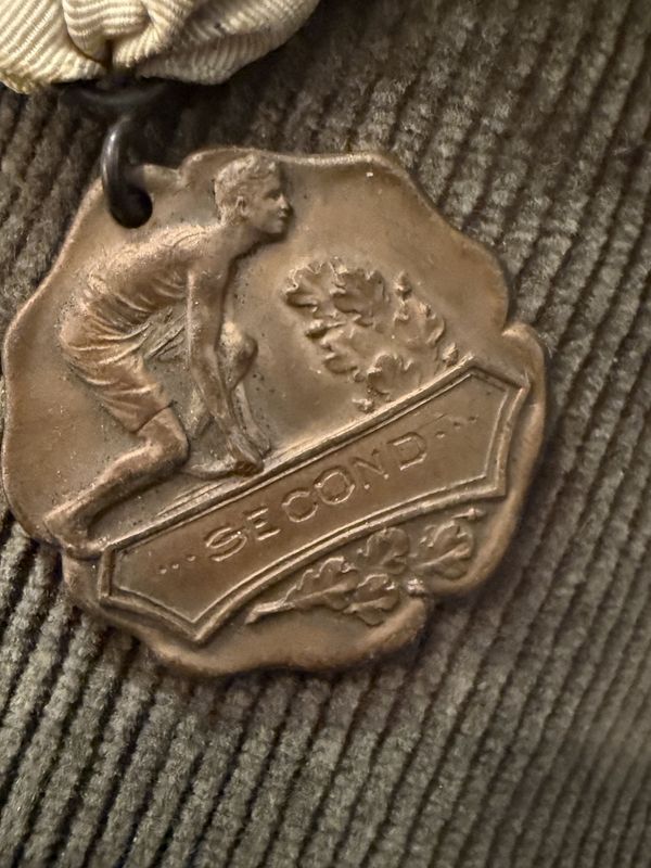 Antique Track &amp; Field "Second" Bronze Medal-Great for assemblage jewelry