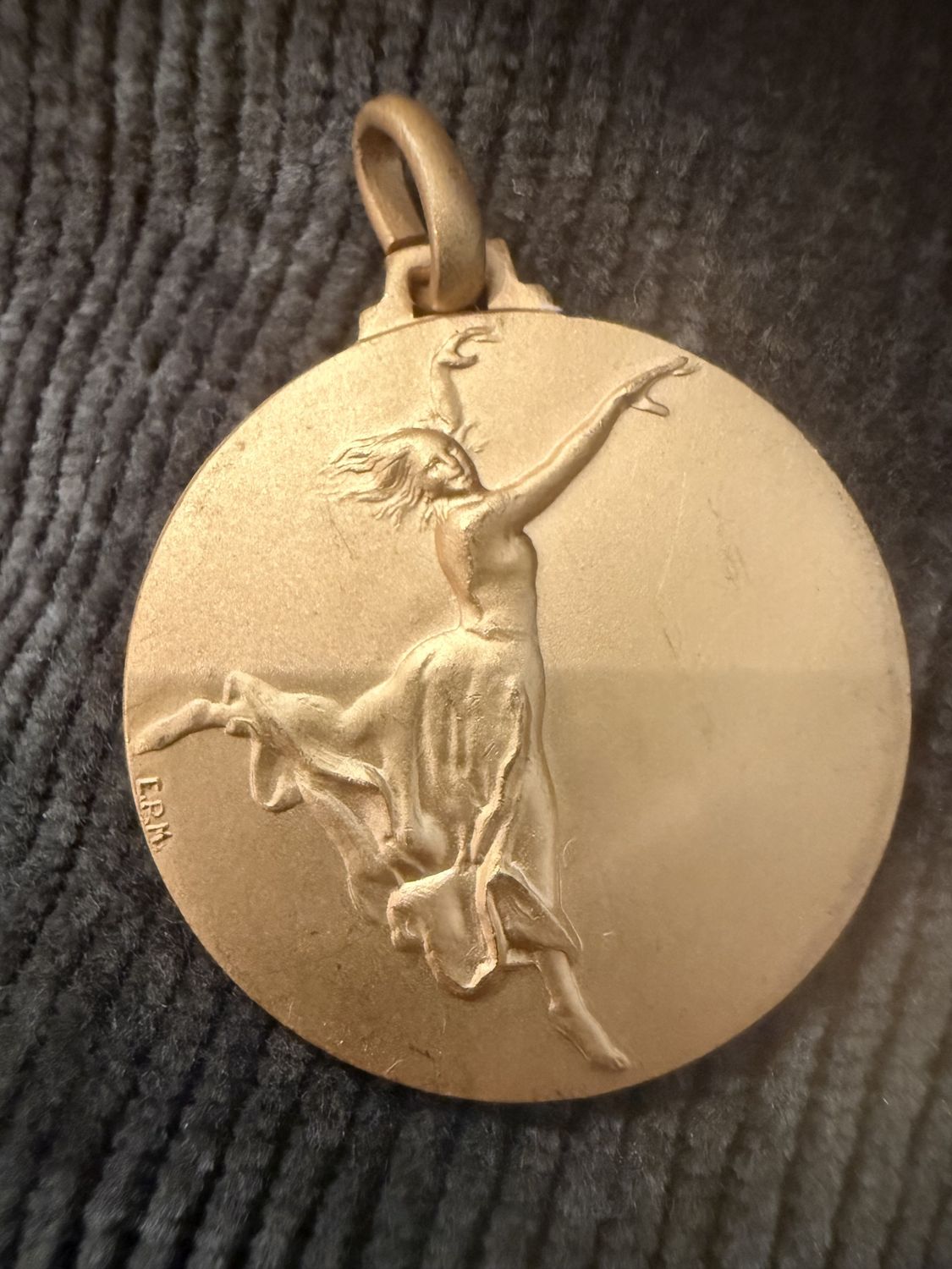 E.P.M. Brass Medal Dancer Pendant