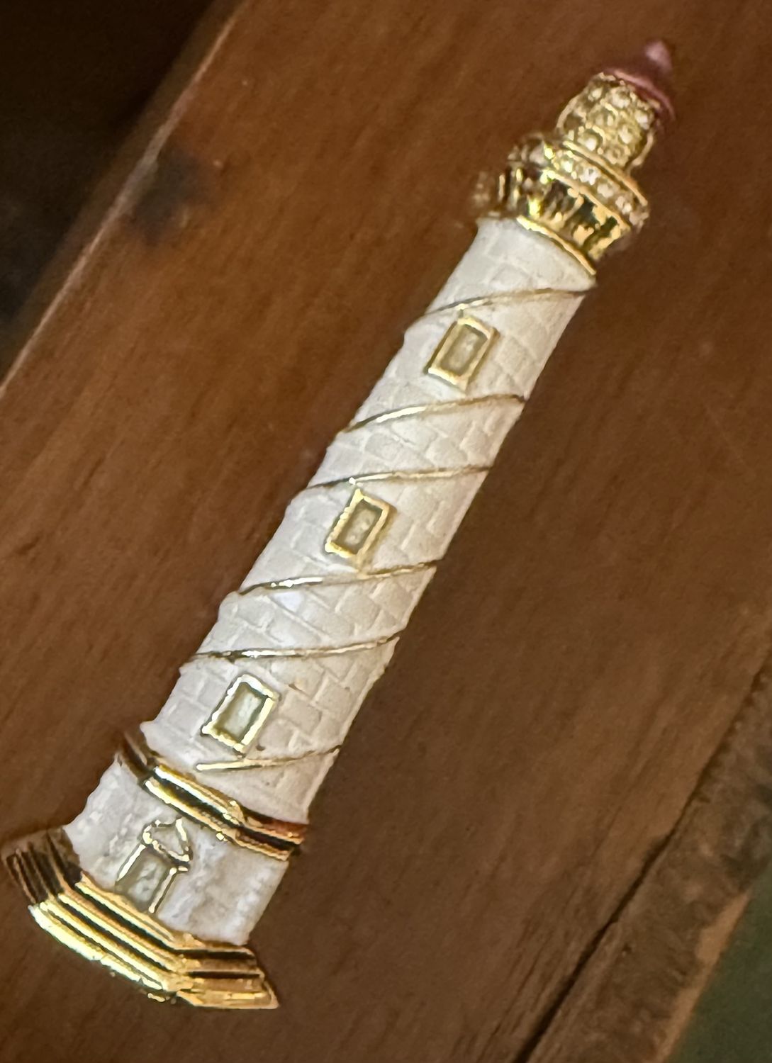 Beautiful Lighthouse Brooch Enamel and Rhinestone