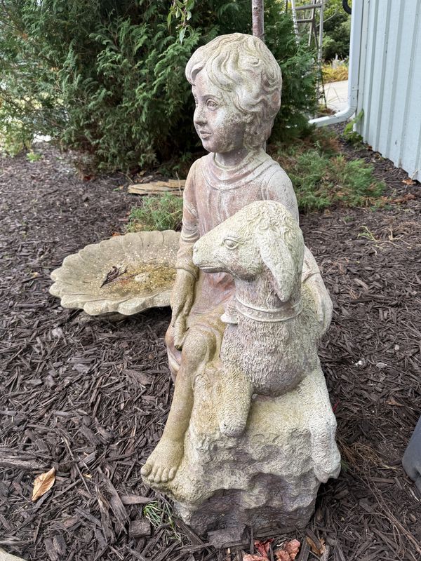 Shepherd Boy with Lamb Garden Statue