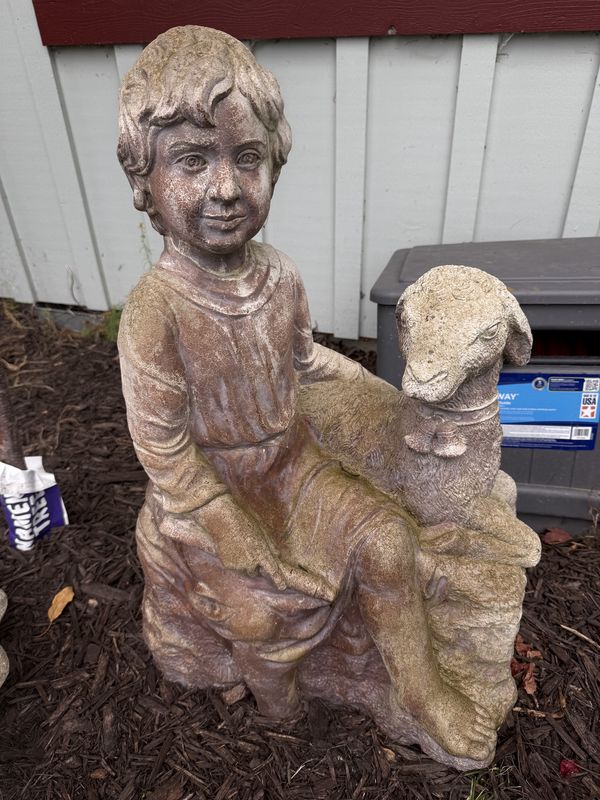 Shepherd Boy with Lamb Garden Statue