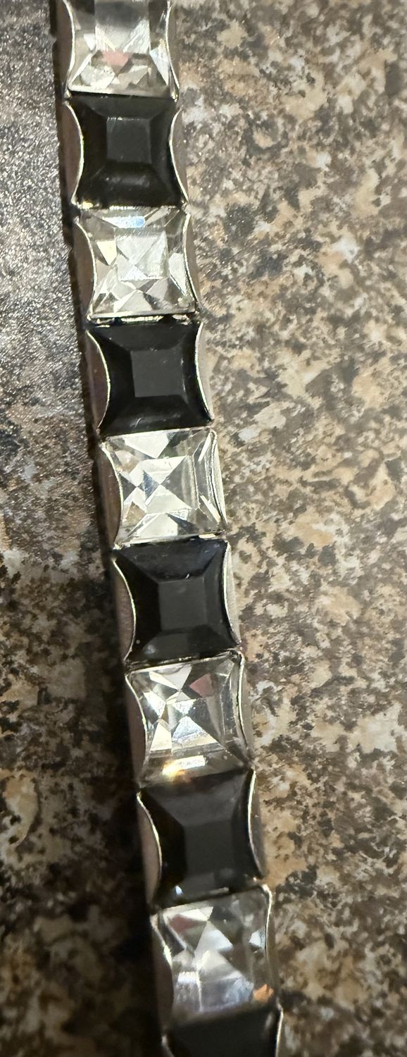 Vintage German Spinel and Square Cut Rhinestone Bracelet