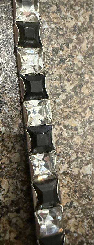 Vintage German Spinel and Square Cut Rhinestone Bracelet