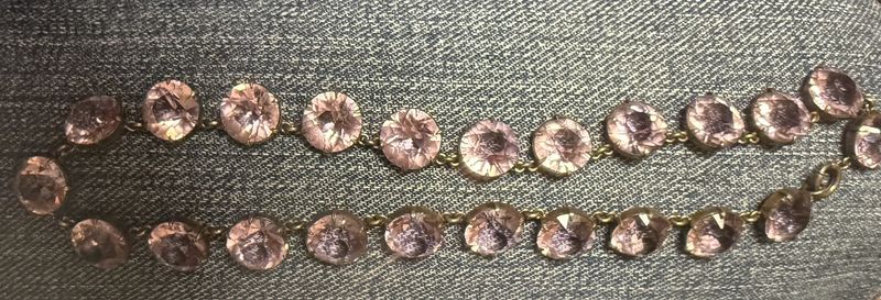 Heavy Gauge Sterling and Amethyst Glass Necklace Antique Victorian/Edwardian
