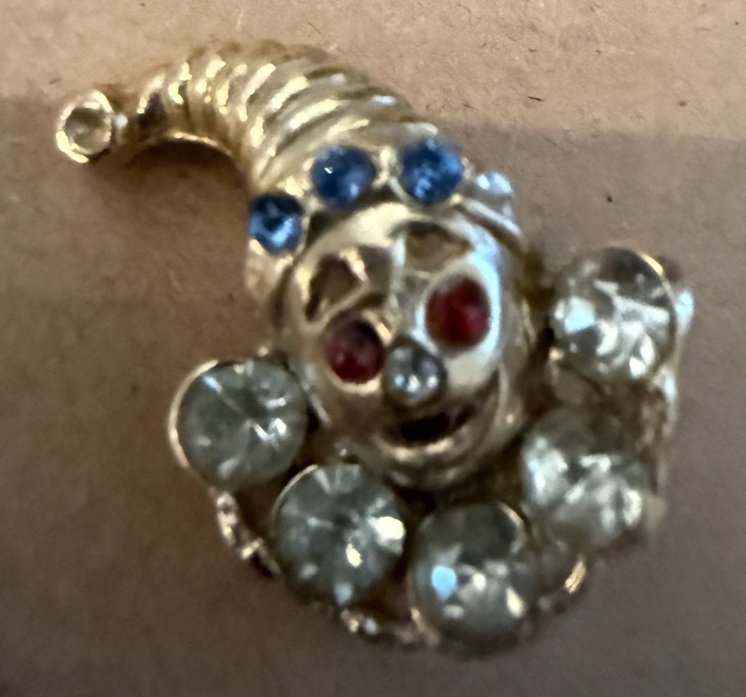 Vintage Clown Rhinestone Scatter Pin
