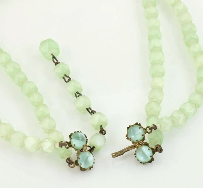 Japan Atlas Glass Double Strand Graduated Bead Necklace