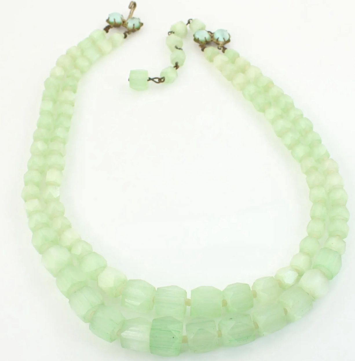 Japan Atlas Glass Double Strand Graduated Bead Necklace