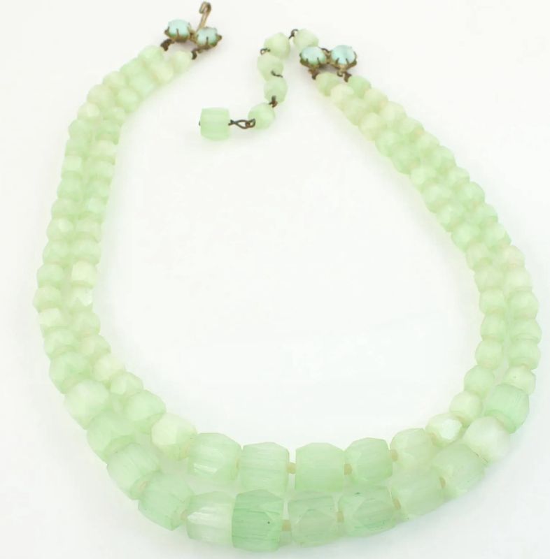 Japan Atlas Glass Double Strand Graduated Bead Necklace