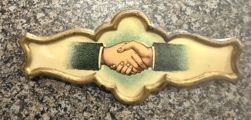 Clasped hands Victorian Ribbon Holder Brooch