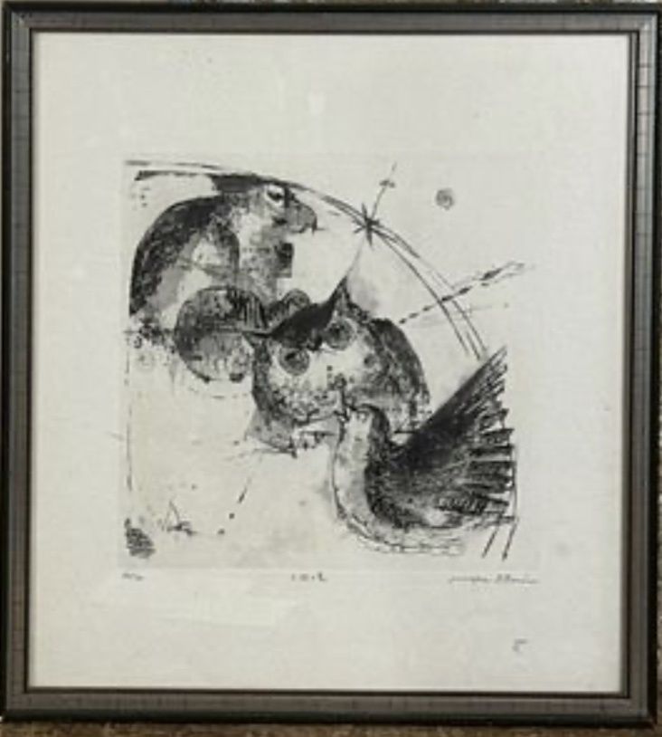 Junsuke Watarai Signed Numbered Japanese Framed Etching Print